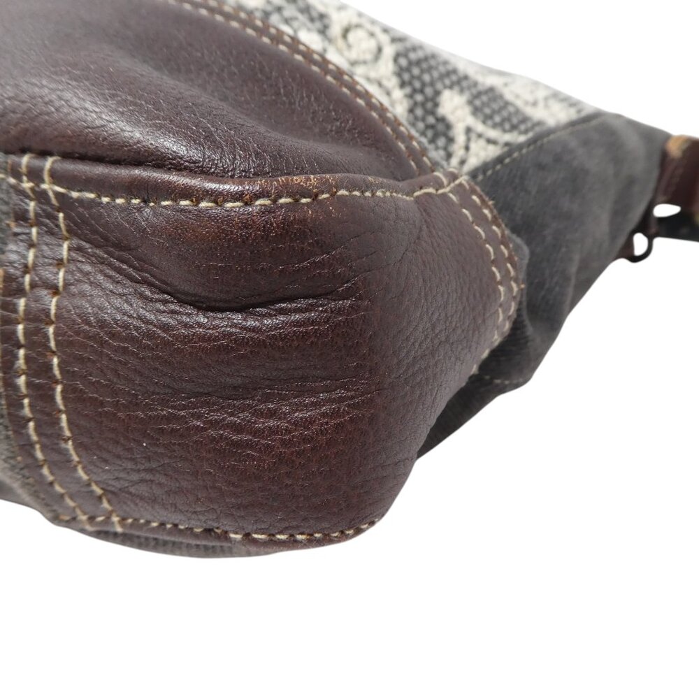Myra Bag Brown Gray Cotton Leather Mandala Crossbody Shoulder Bag Purse - Picture 8 of 12